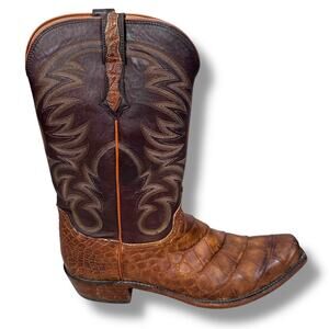 Lucchese Rodney Boots Men’s 14 D Brown Giant Alligator Vamps Ranch Hand Leather